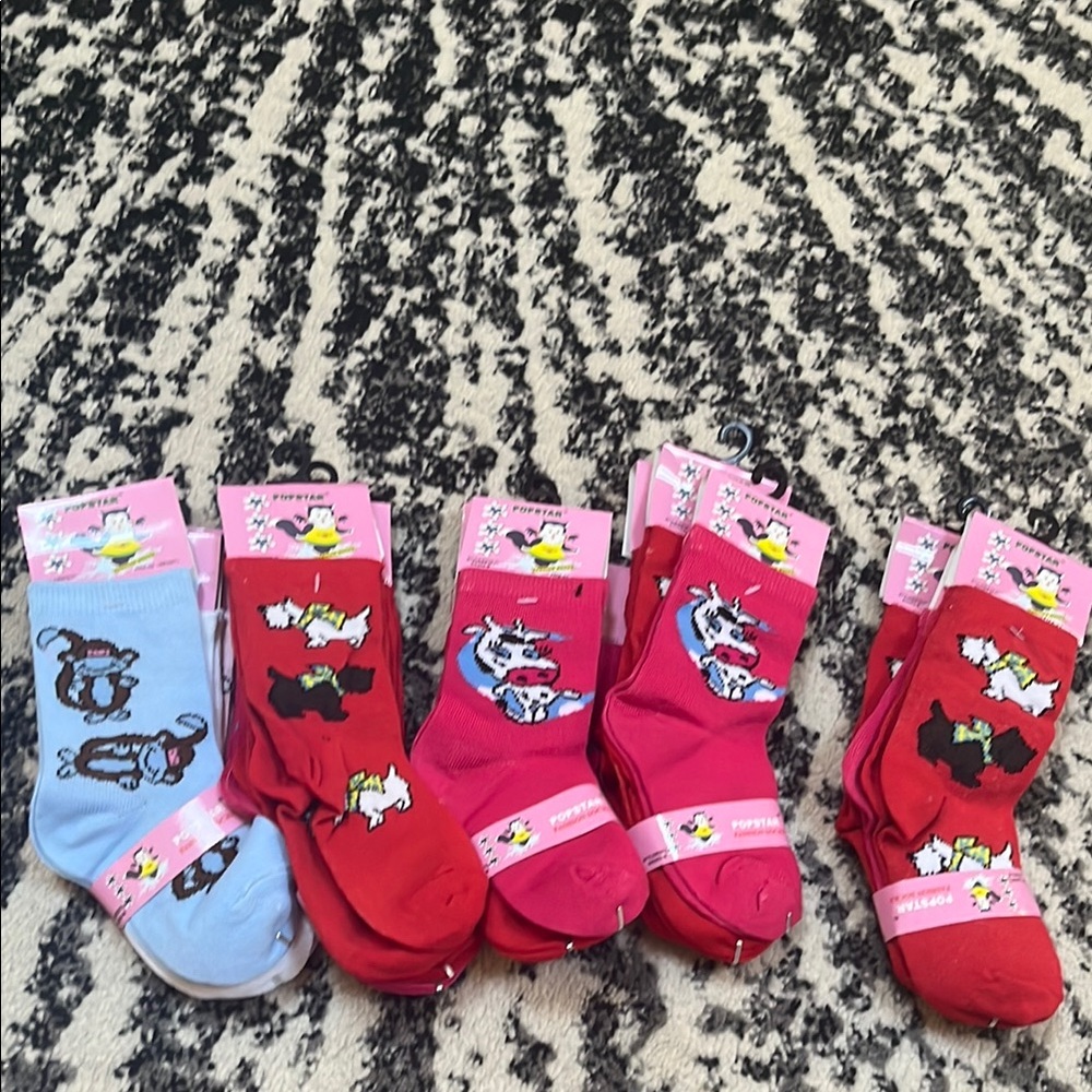 Vibrant Red and Blue Ankle Socks with Fun Patterns